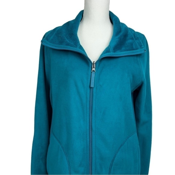 CALVIN KLEIN Performance Women’s Fleece Jacket Sz Large Teal Color Reversible - Picture 2 of 12